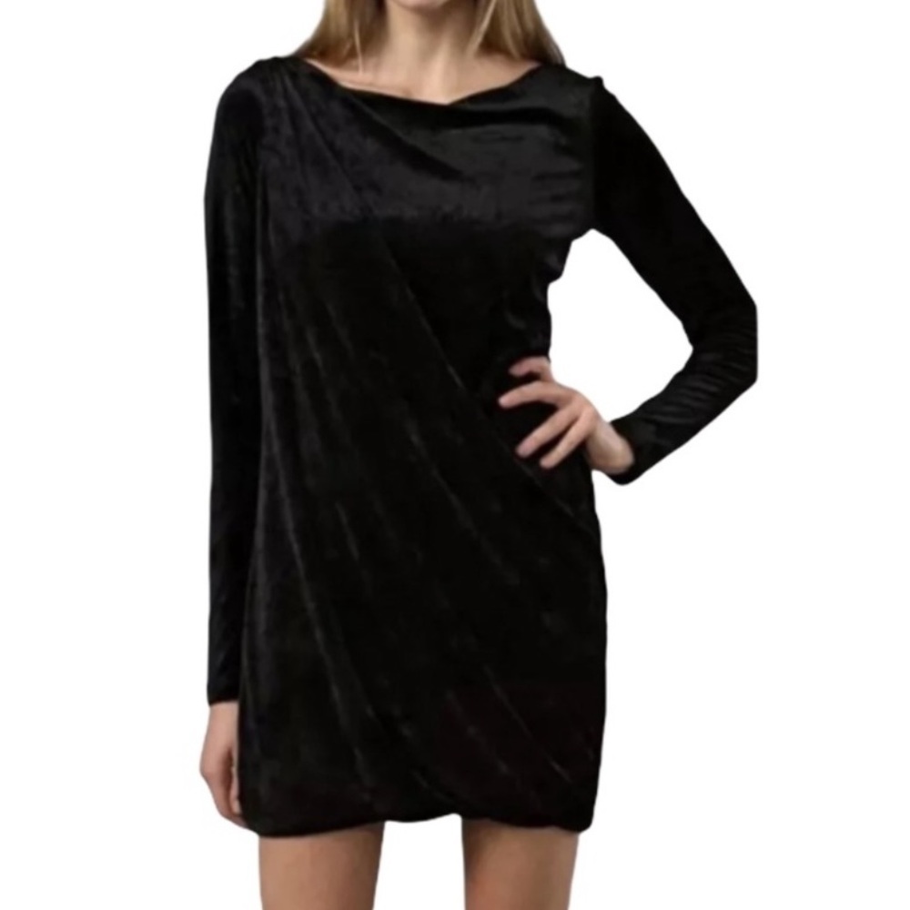Vintage Juicy Couture Black Velvet Asymmetrical Draped Dress